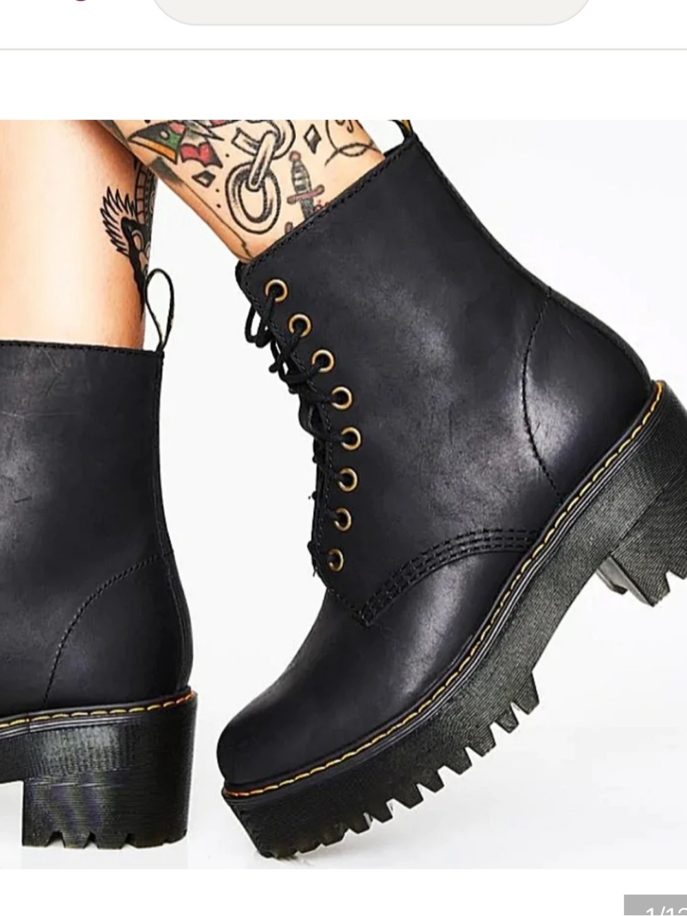 Dr. Martens Shriver Hi - Black Lace-Up Platform Combat Boots Size 5